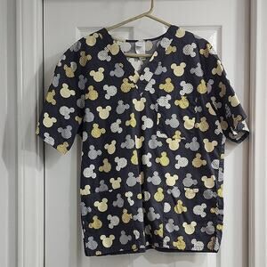 Disney Black and Yellow Mickey Mouse Scrub Top